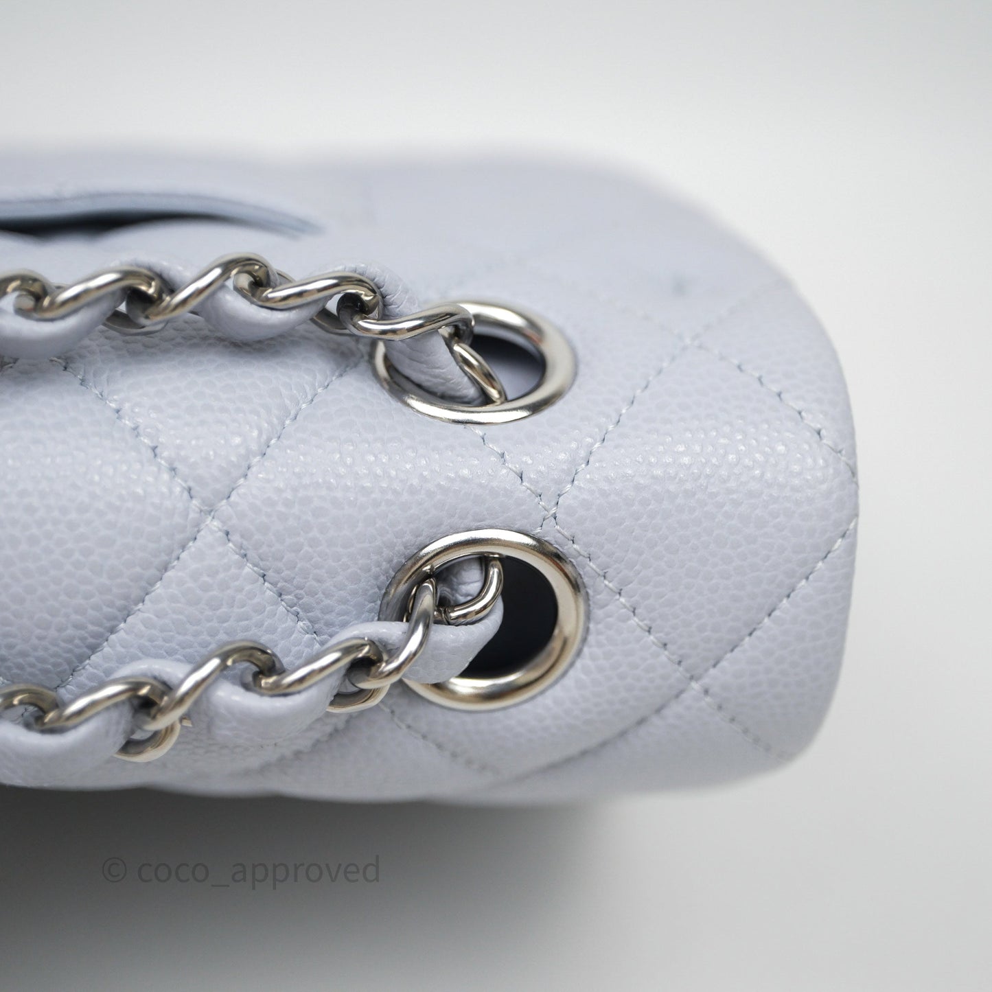 Chanel Classic M/L Medium Flap Light Blue Caviar Silver Hardware