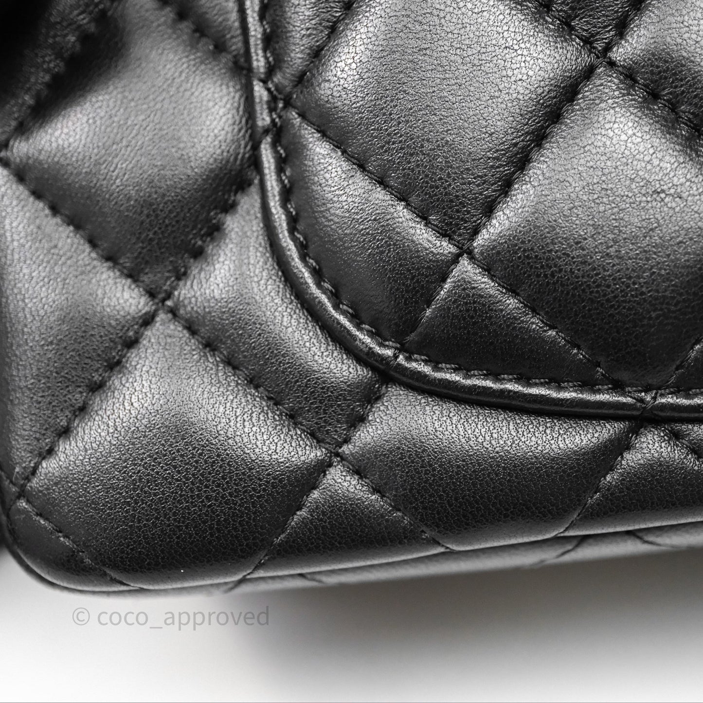 Chanel Quilted Mini Rectangular Flap Black Lambskin Silver Hardware