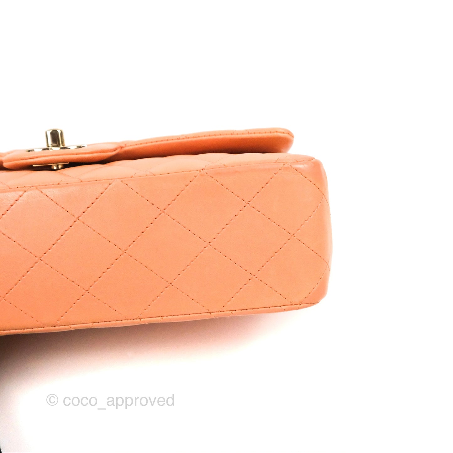 Chanel Classic M/L Medium Flap Quilted Orange Claire Lambskin Gold Hardware