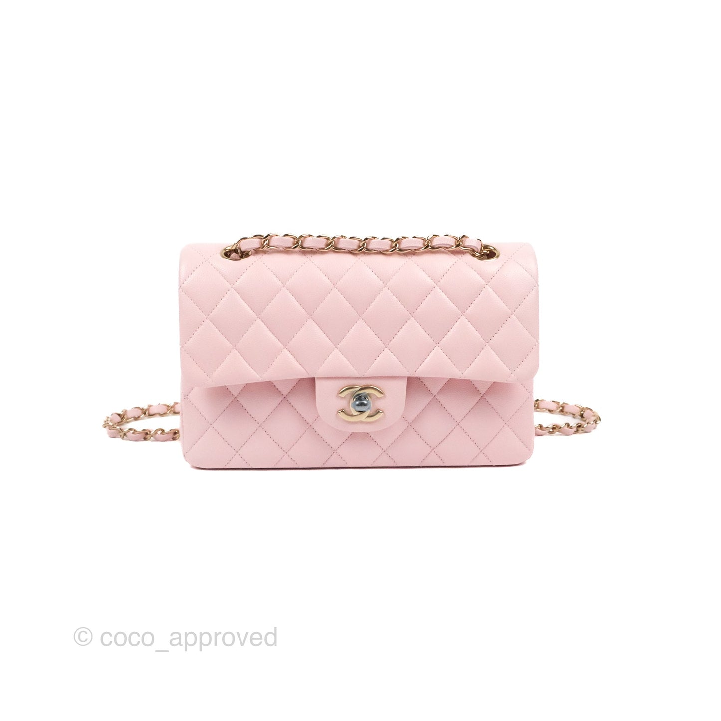 Chanel Small Classic Quilted Flap Light Pink Caviar Gold Hardware