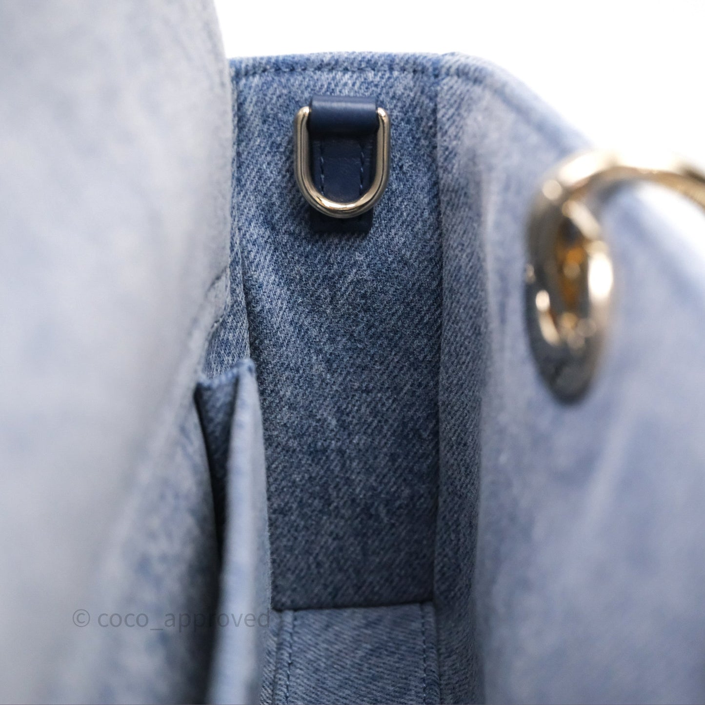 Christian Dior Medium Lady D-Joy Bag Denim Cannage Gold Hardware
