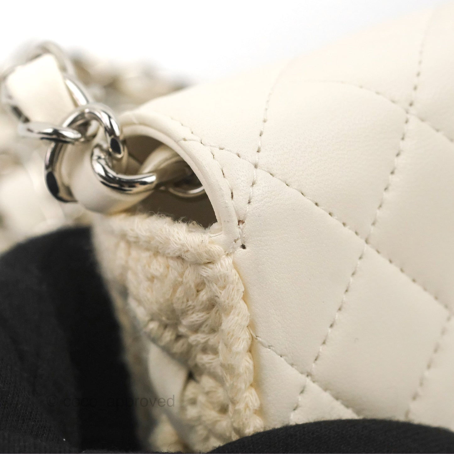 LChanel Mini Bag White Lambskin Crochet Gold Hardware 22C