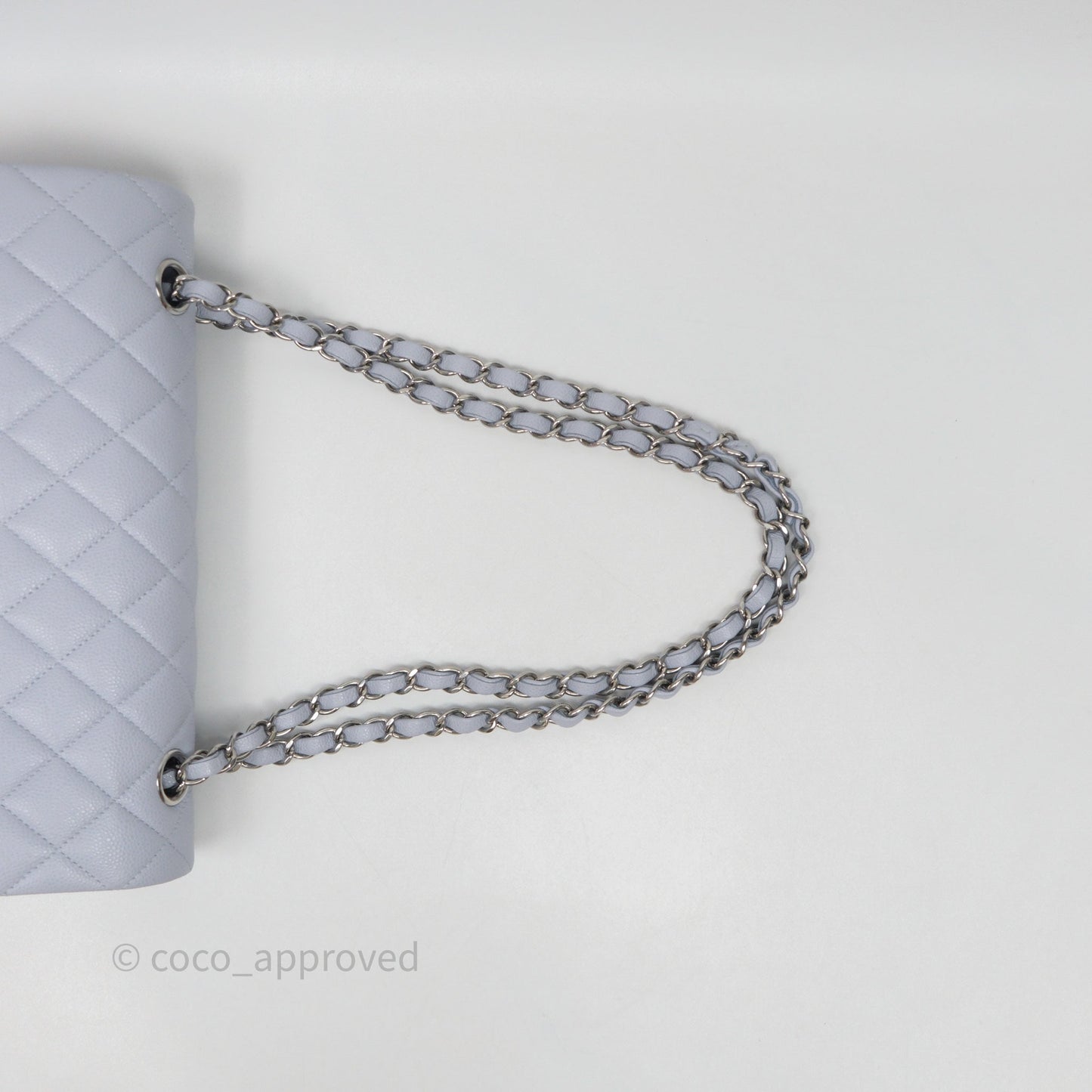 Chanel Classic M/L Medium Flap Light Blue Caviar Silver Hardware