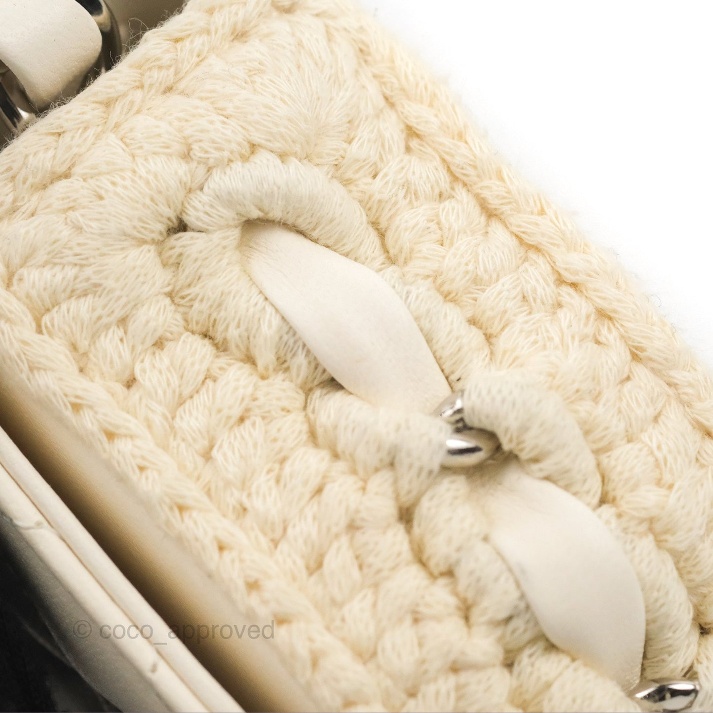 LChanel Mini Bag White Lambskin Crochet Gold Hardware 22C