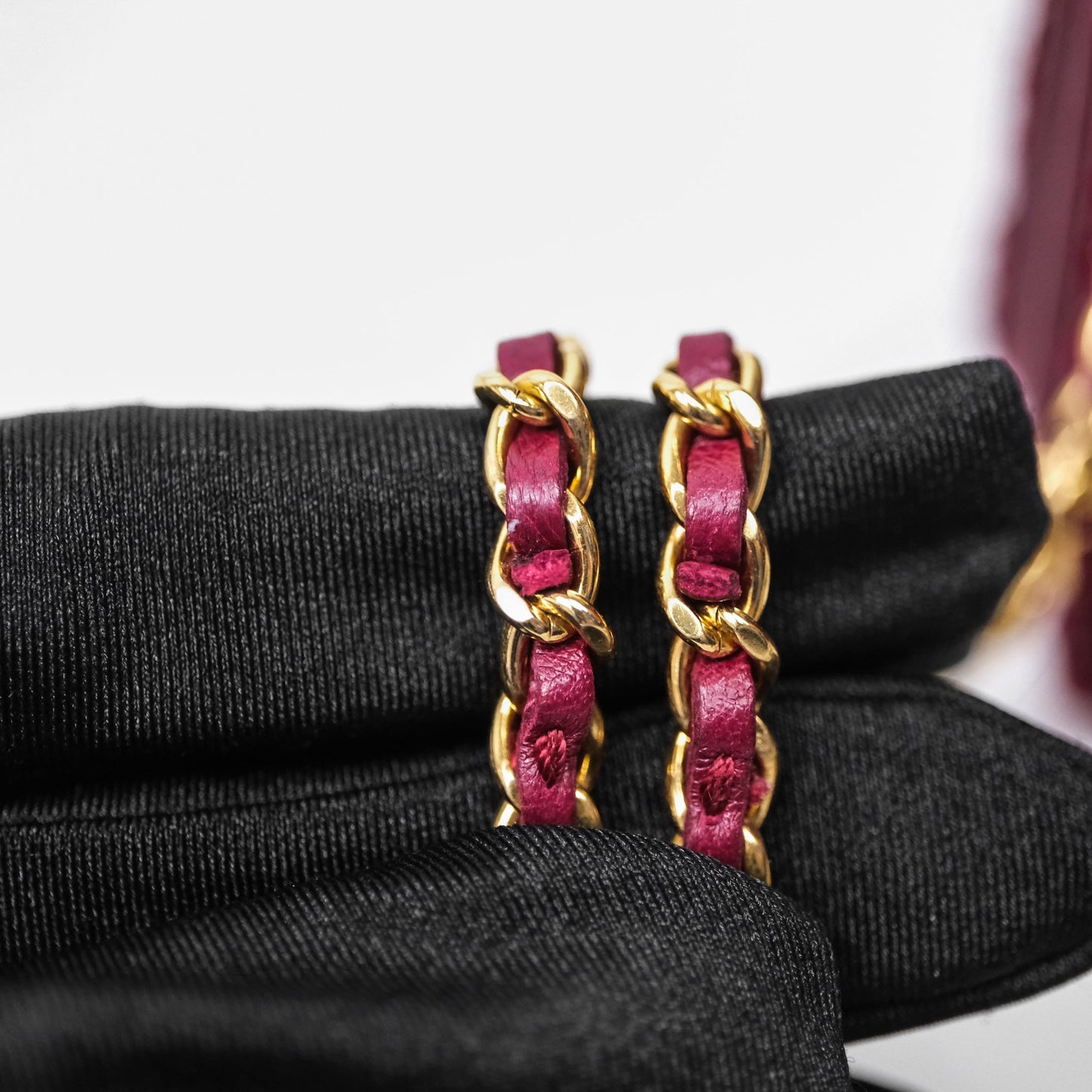 Chanel Clutch With Chain Red Tweed Aged Gold Hardware