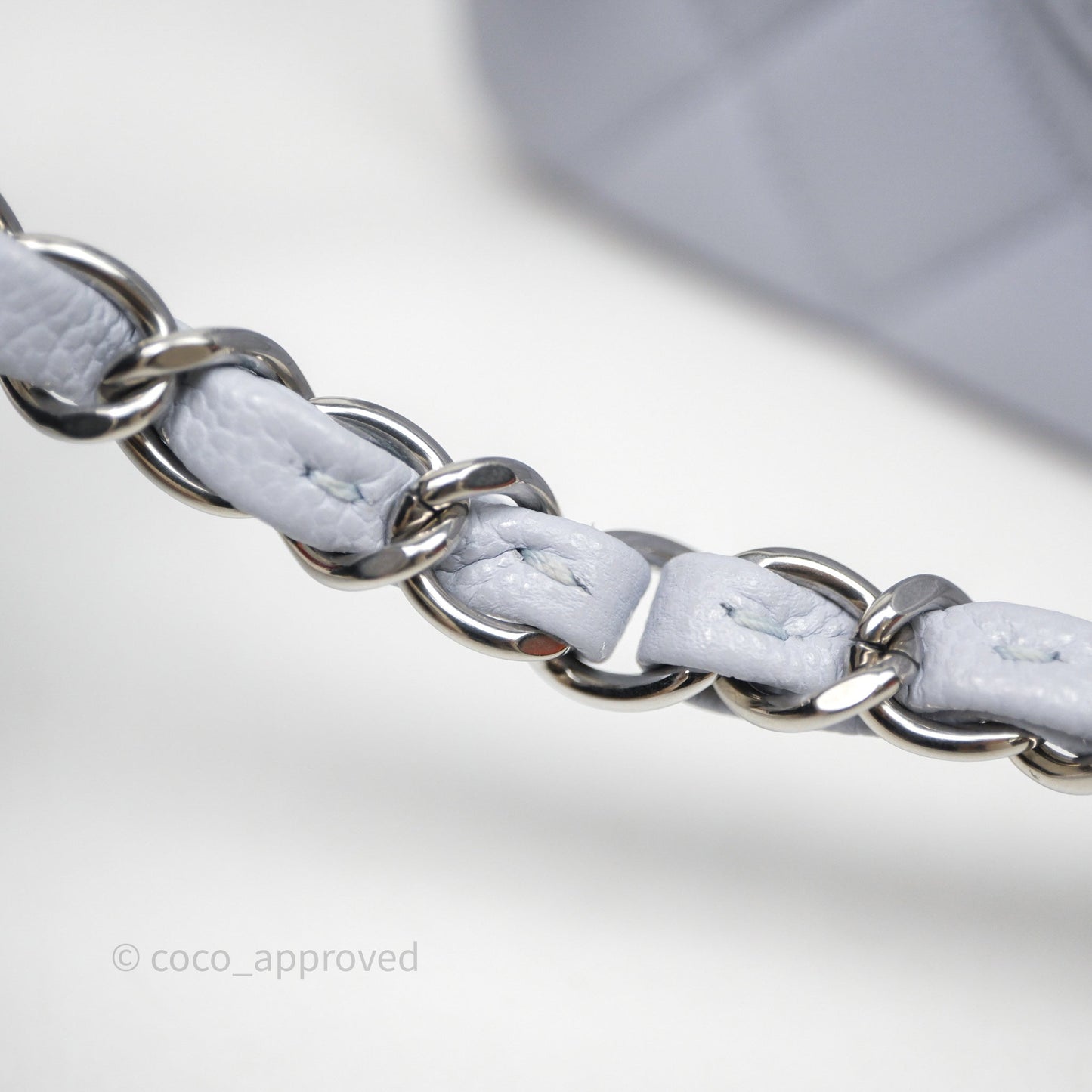 Chanel Classic M/L Medium Flap Light Blue Caviar Silver Hardware