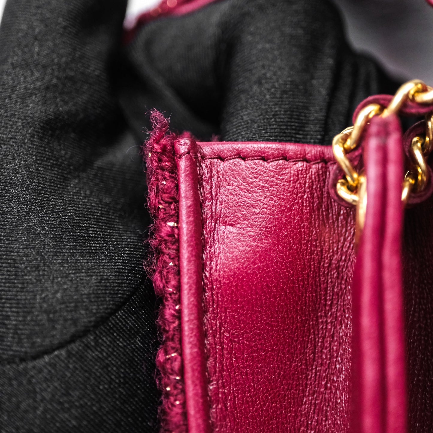Chanel Clutch With Chain Red Tweed Aged Gold Hardware