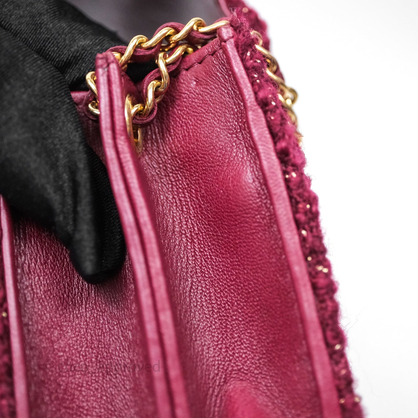 Chanel Clutch With Chain Red Tweed Aged Gold Hardware