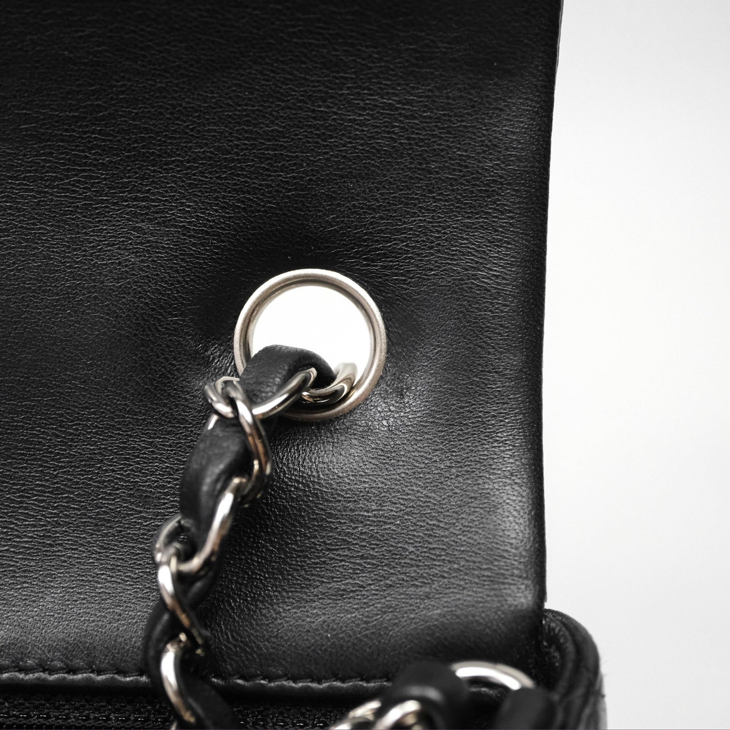 Chanel Quilted Mini Rectangular Flap Black Lambskin Silver Hardware