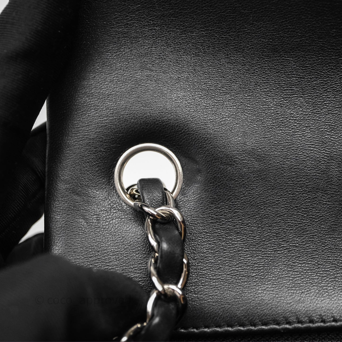 Chanel Quilted Mini Rectangular Flap Black Lambskin Silver Hardware