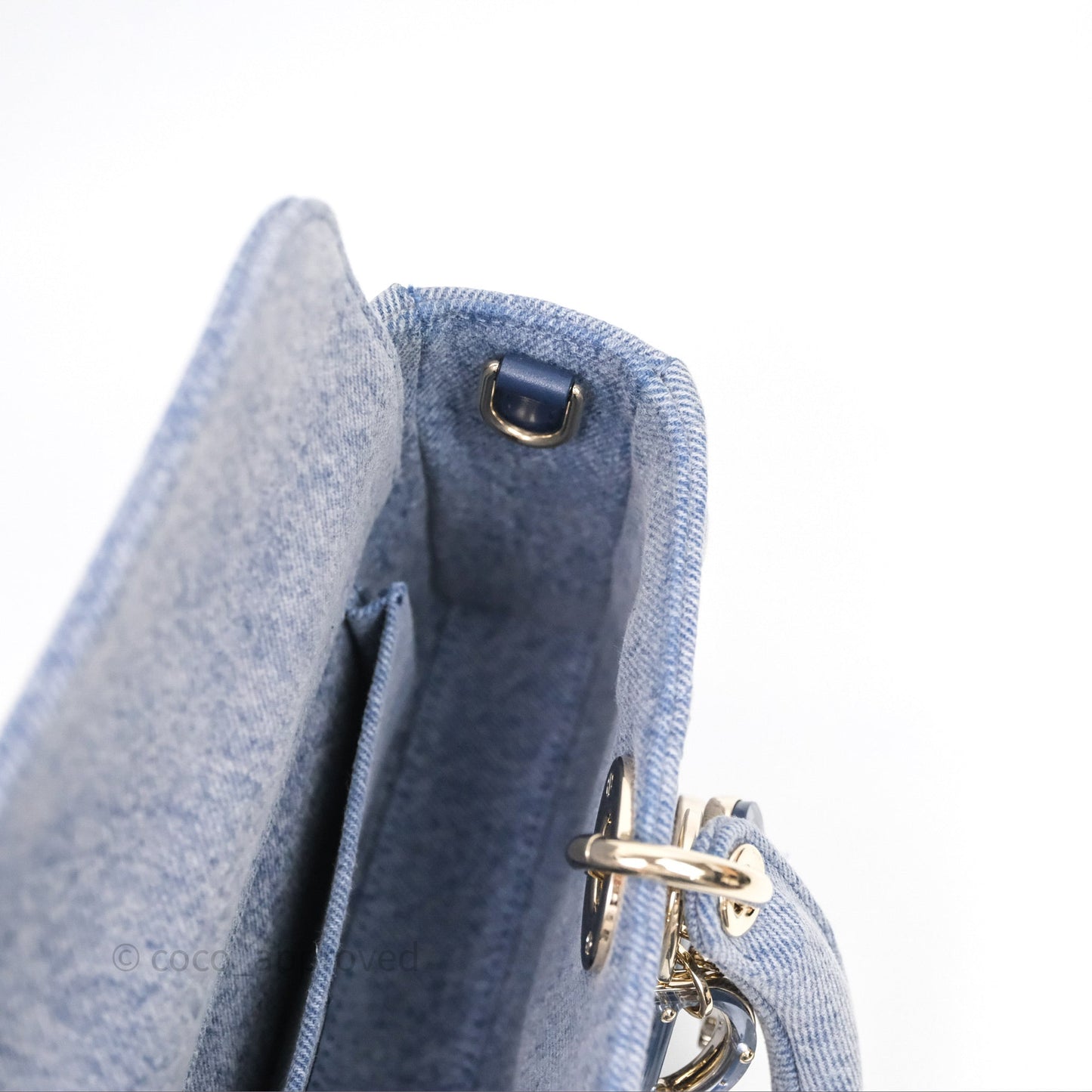 Christian Dior Medium Lady D-Joy Bag Denim Cannage Gold Hardware
