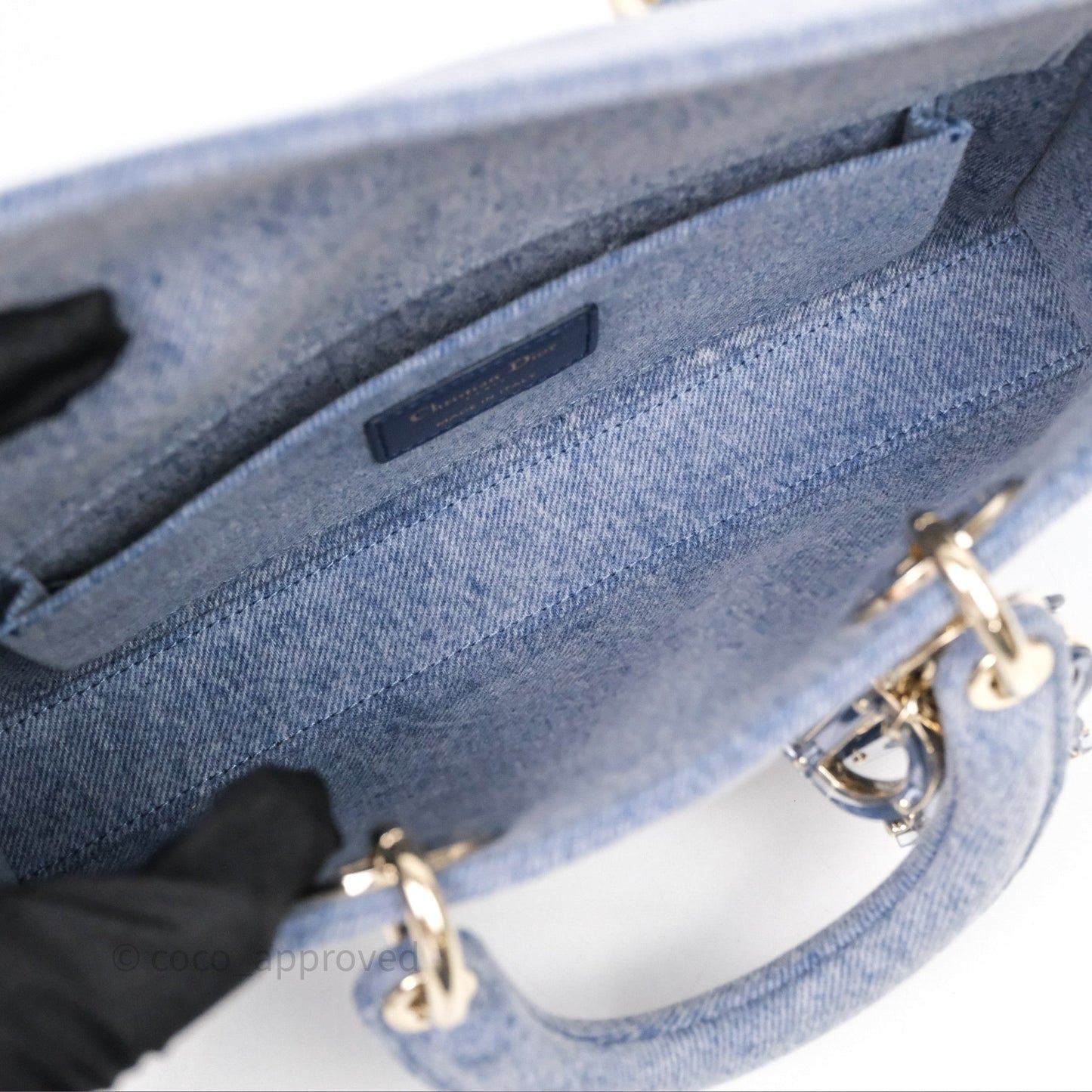 Christian Dior Medium Lady D-Joy Bag Denim Cannage Gold Hardware