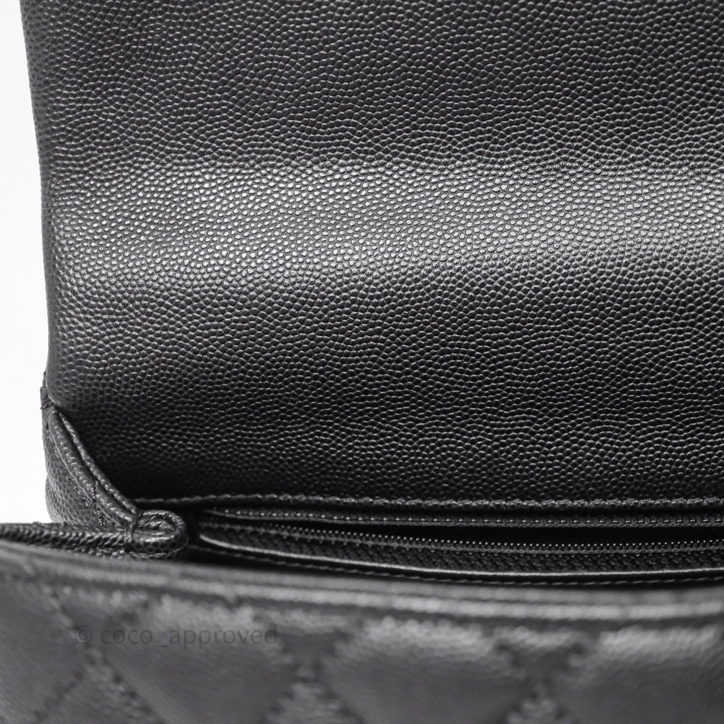 Chanel Small Coco Handle Quilted Black Caviar Aged Gold Hardware Lizard Handle