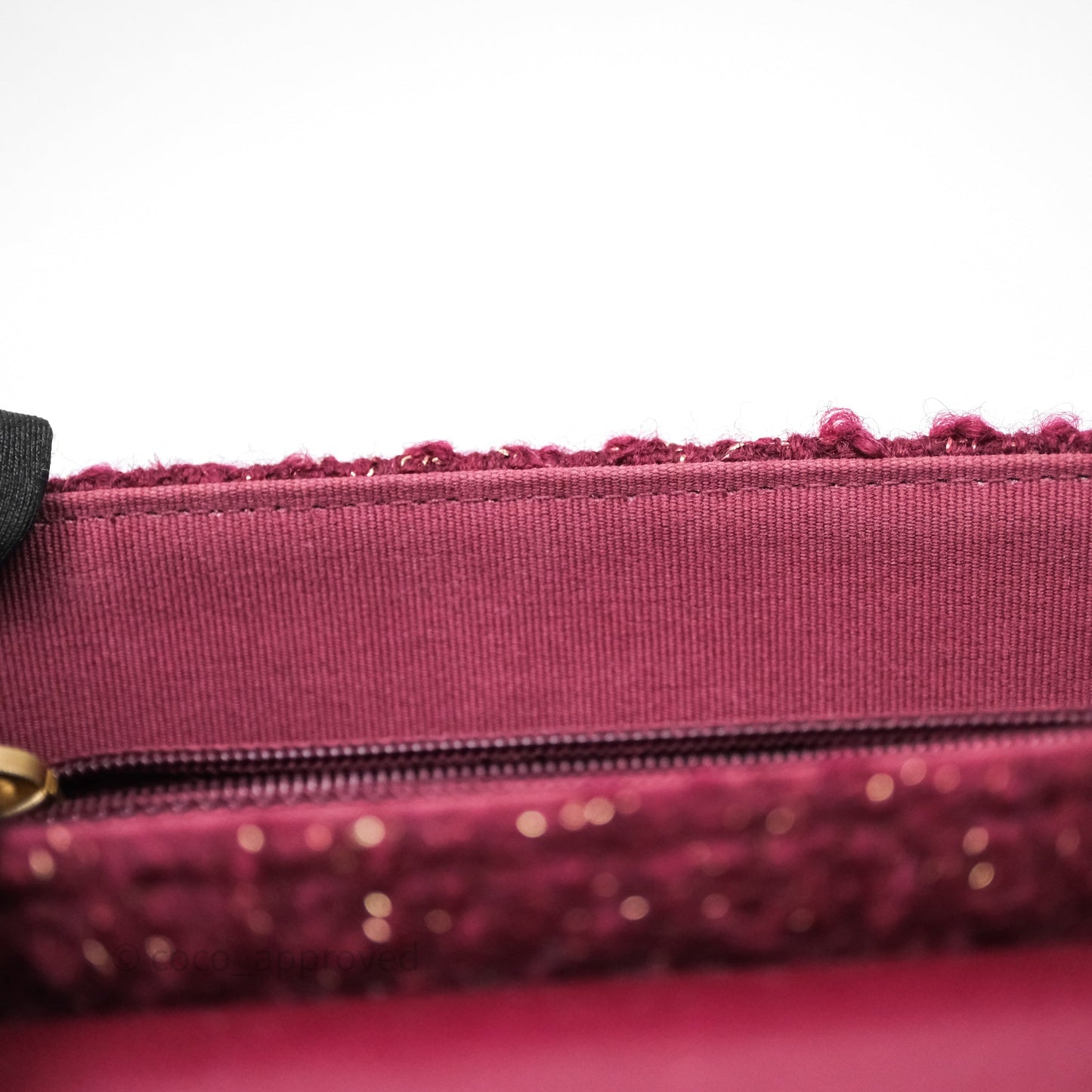 Chanel Clutch With Chain Red Tweed Aged Gold Hardware