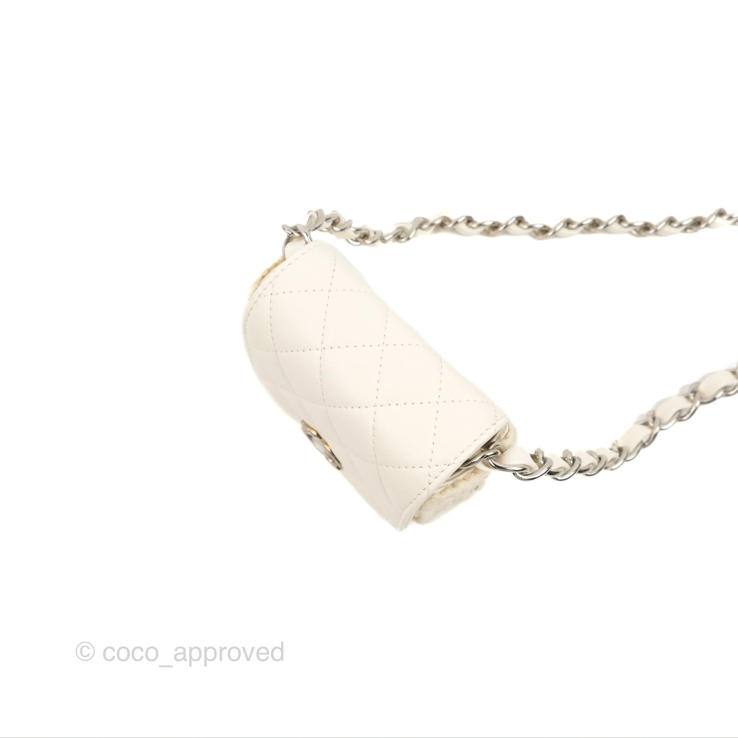 LChanel Mini Bag White Lambskin Crochet Gold Hardware 22C