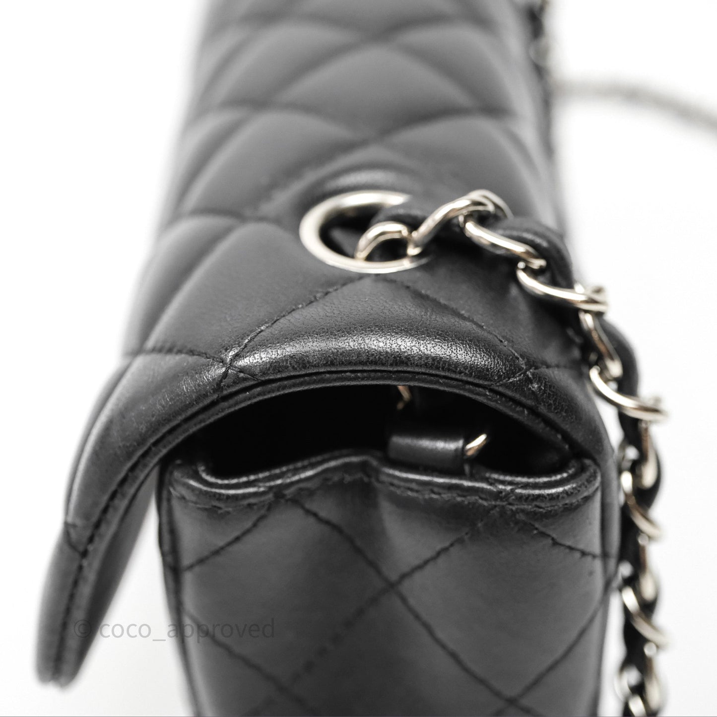 Chanel Quilted Mini Rectangular Flap Black Lambskin Silver Hardware