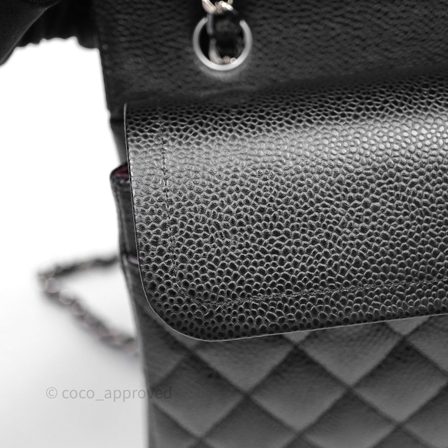 Chanel Classic M/L Medium Flap Quilted Black Caviar Silver Hardware
