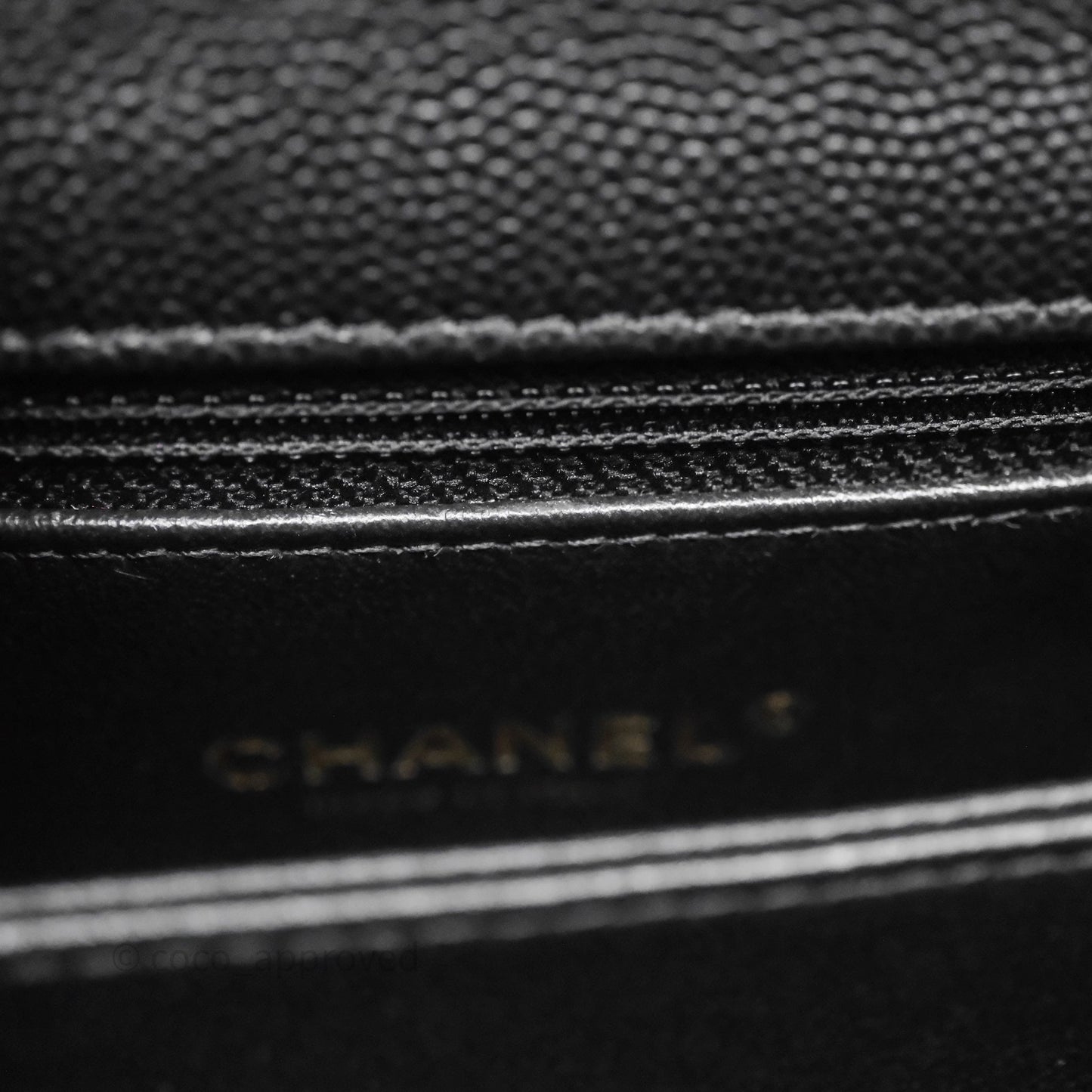 Chanel Small Coco Handle Quilted Black Caviar Aged Gold Hardware Lizard Handle