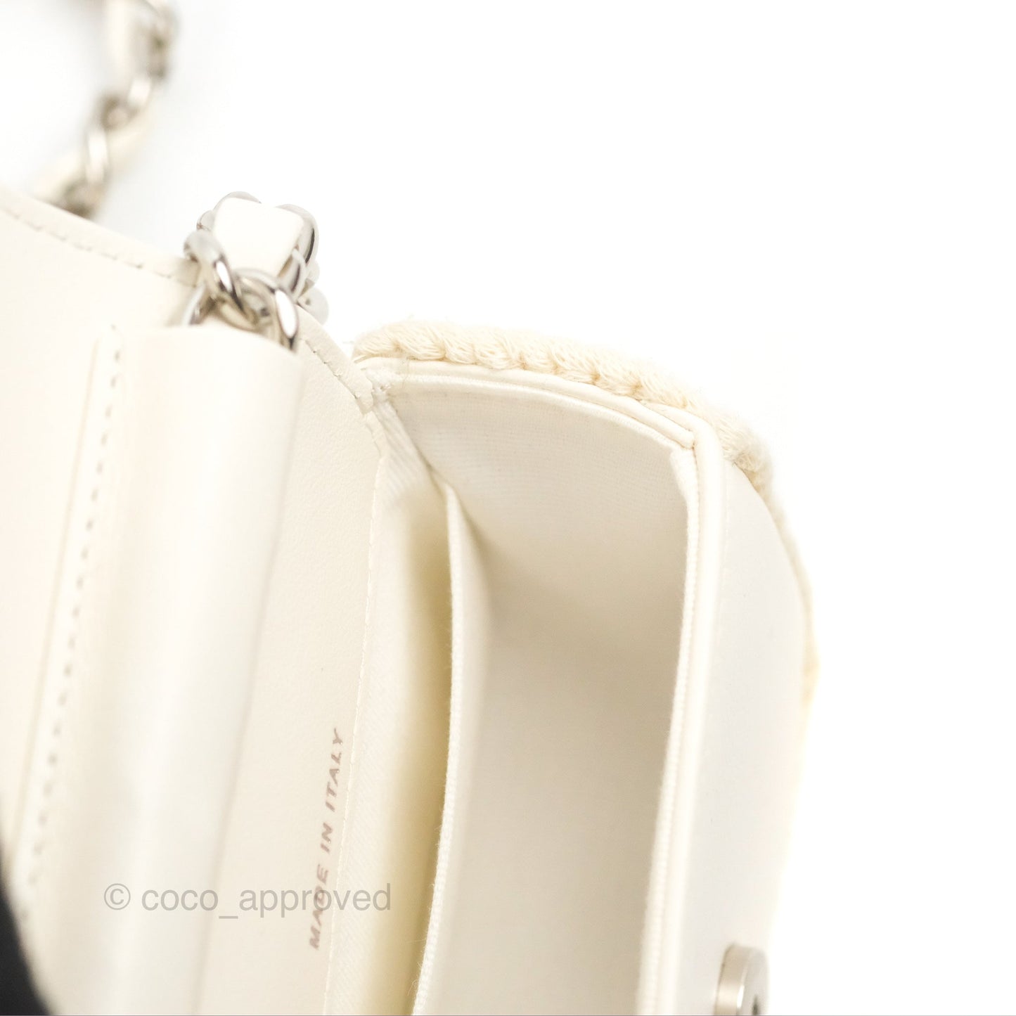 LChanel Mini Bag White Lambskin Crochet Gold Hardware 22C