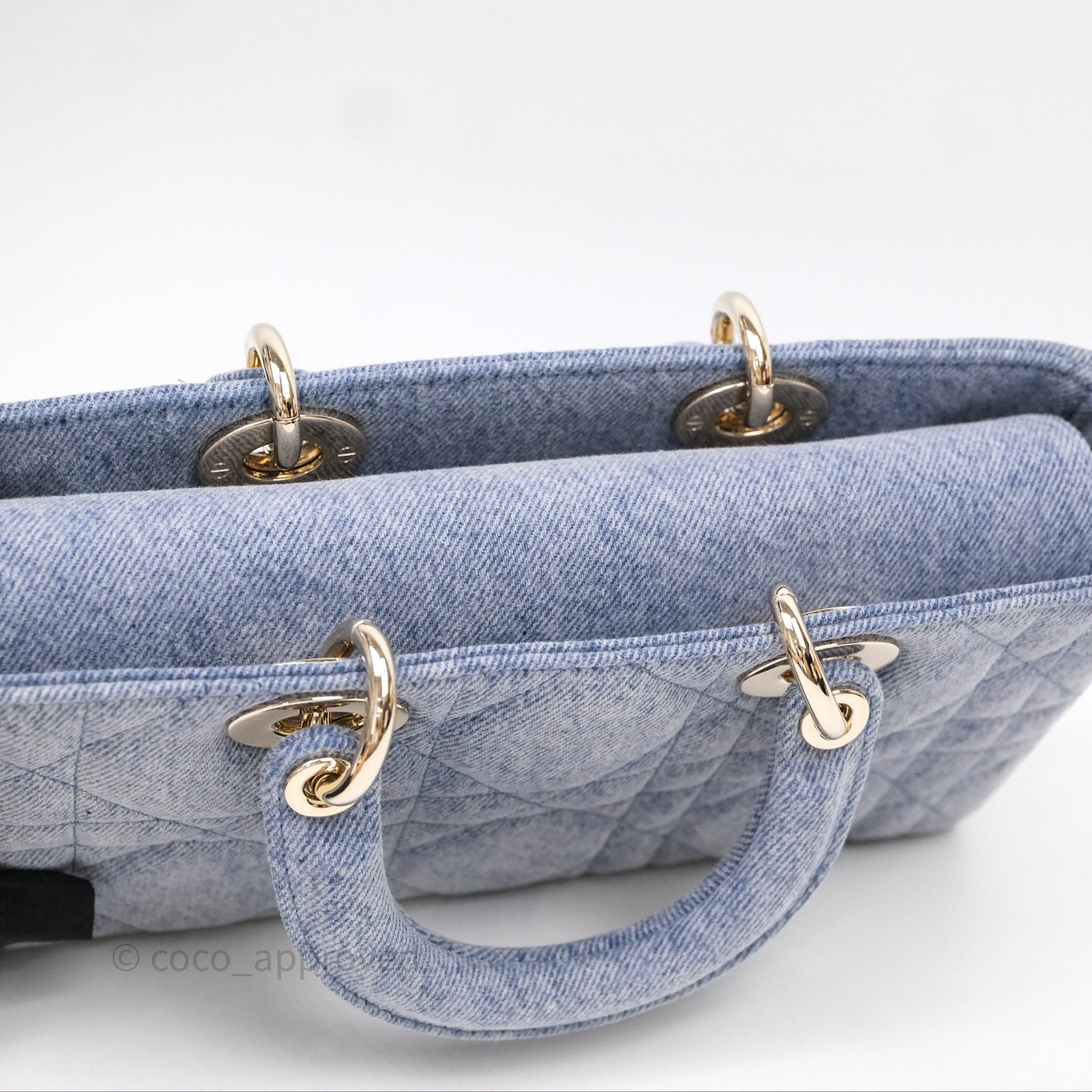 Christian Dior Medium Lady D-Joy Bag Denim Cannage Gold Hardware