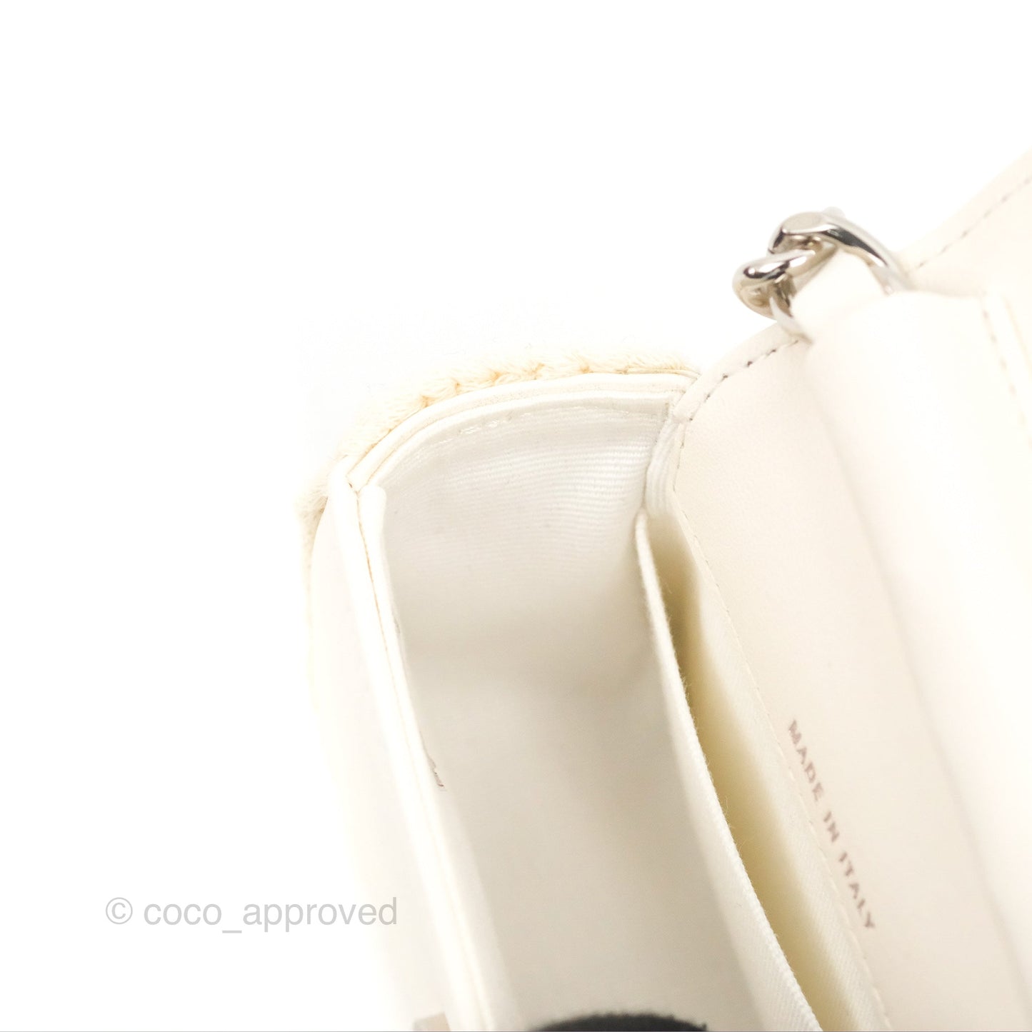 LChanel Mini Bag White Lambskin Crochet Gold Hardware 22C