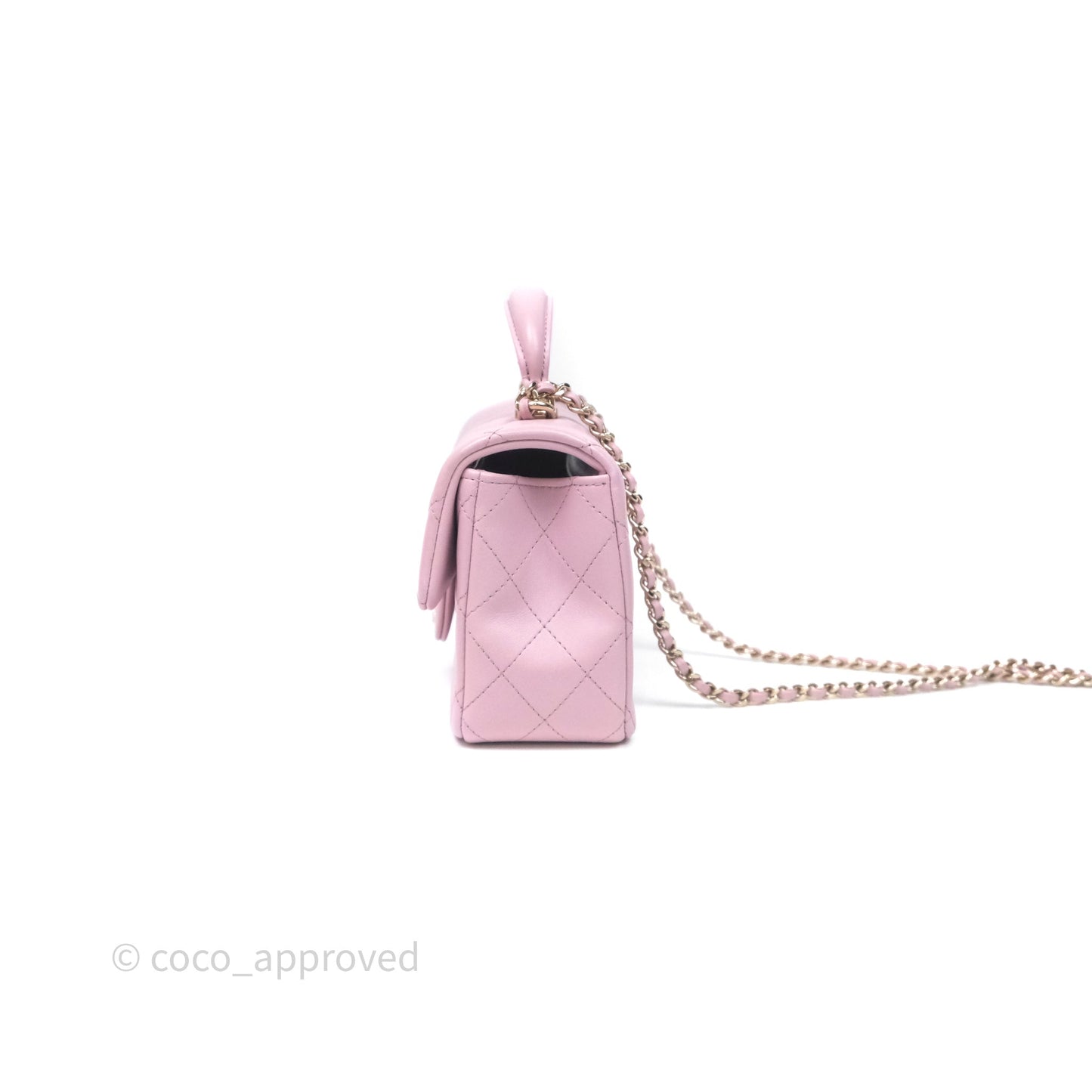 Chanel Top Handle Mini Rectangular Flap Lilac Pink Lambskin Gold Hardware