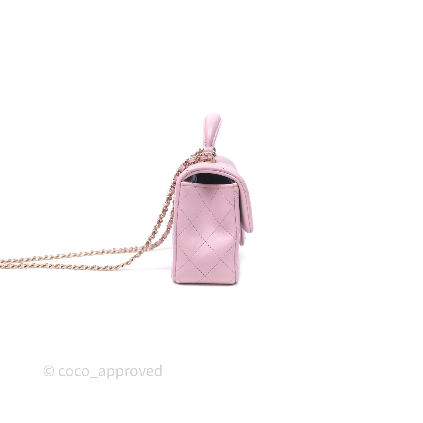 Chanel Top Handle Mini Rectangular Flap Lilac Pink Lambskin Gold Hardware