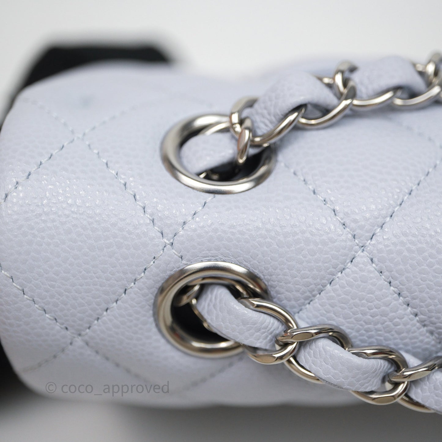 Chanel Classic M/L Medium Flap Light Blue Caviar Silver Hardware