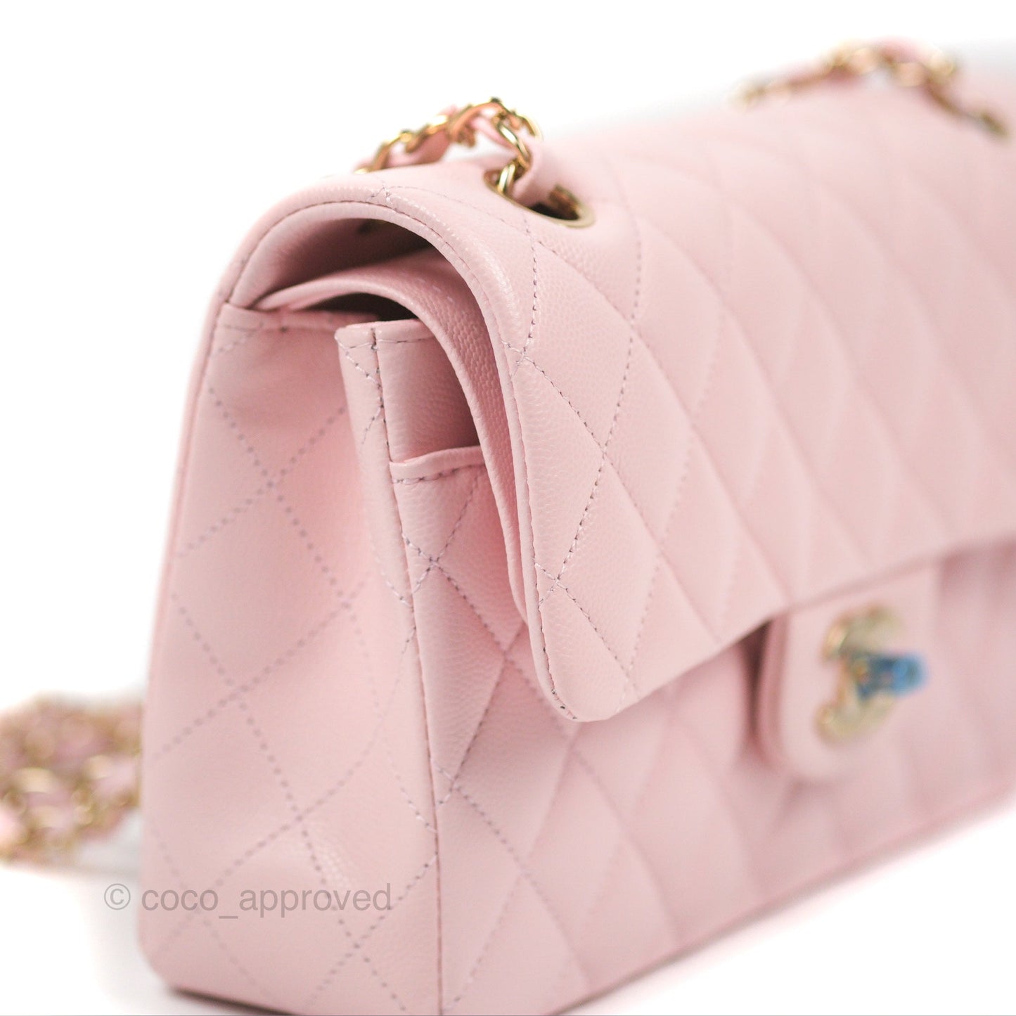 Chanel Small Classic Quilted Flap Light Pink Caviar Gold Hardware
