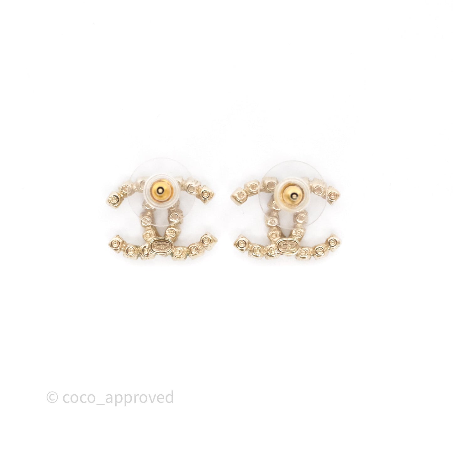 Chanel Crystal CC Earrings Gold Tone 20P