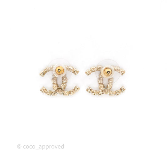 Chanel Crystal CC Earrings Gold Tone 20P