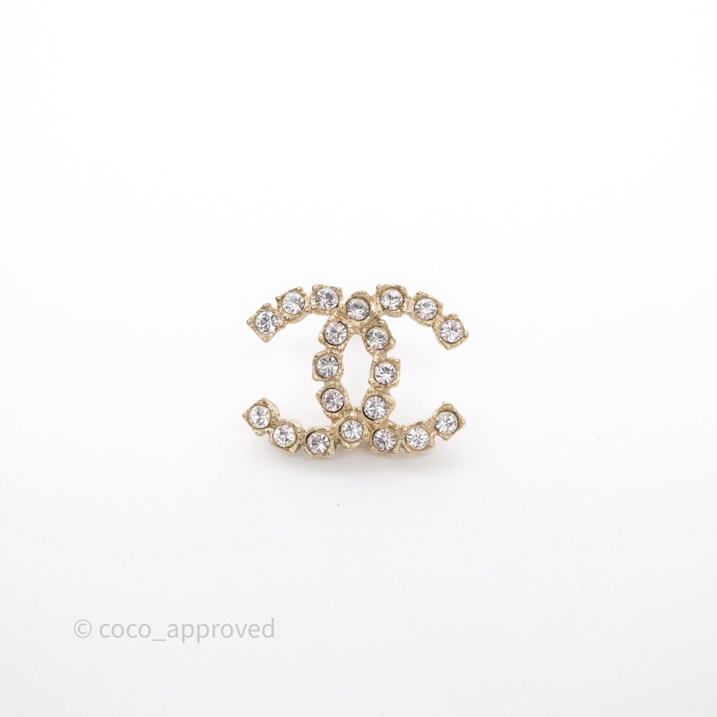Chanel Crystal CC Earrings Gold Tone 20P