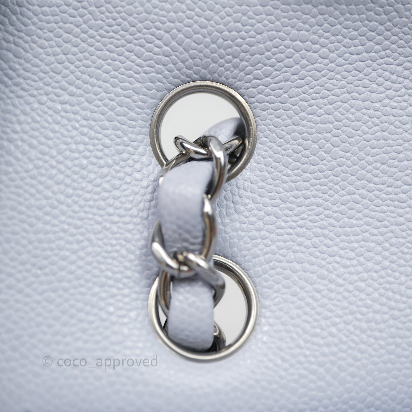 Chanel Classic M/L Medium Flap Light Blue Caviar Silver Hardware