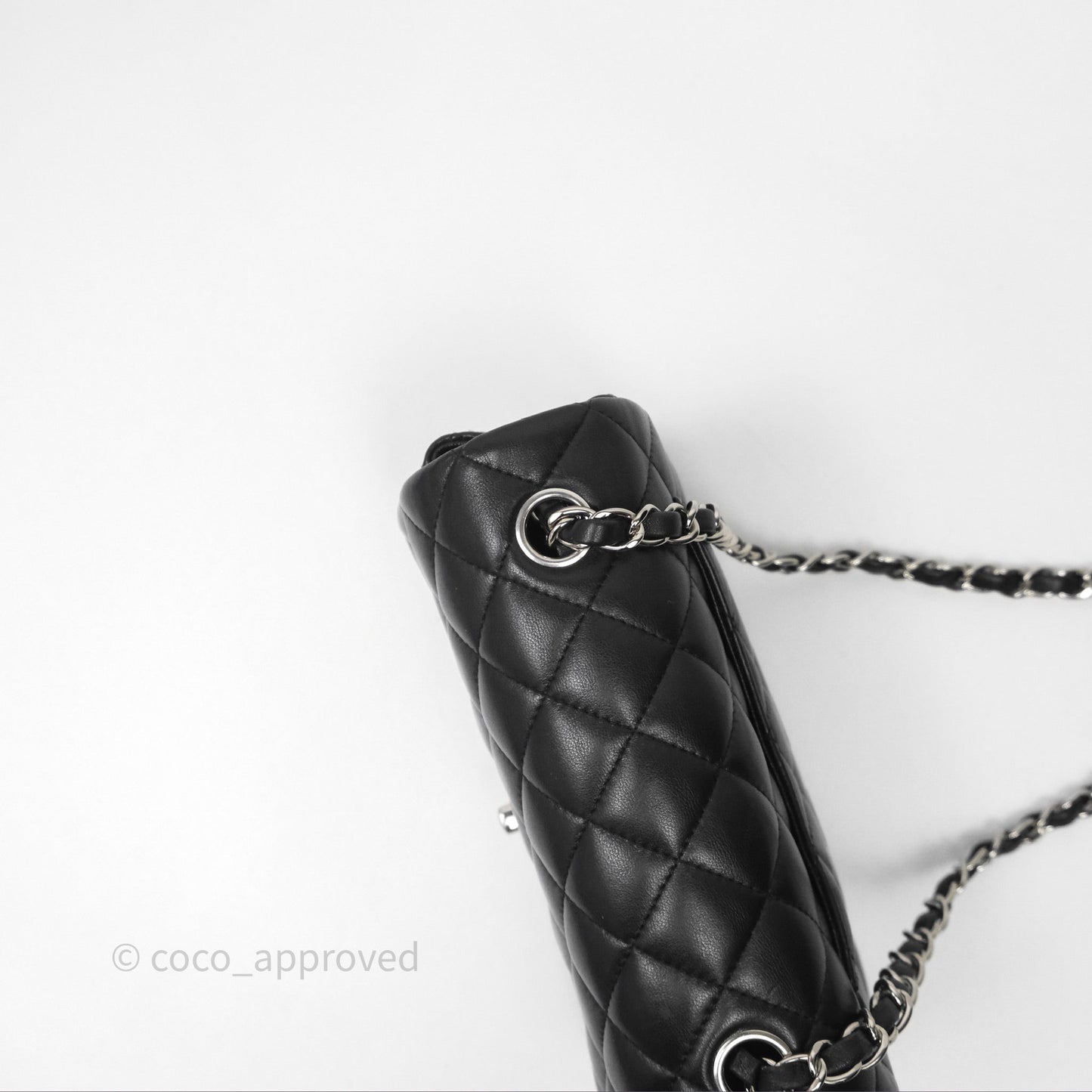 Chanel Quilted Mini Rectangular Flap Black Lambskin Silver Hardware