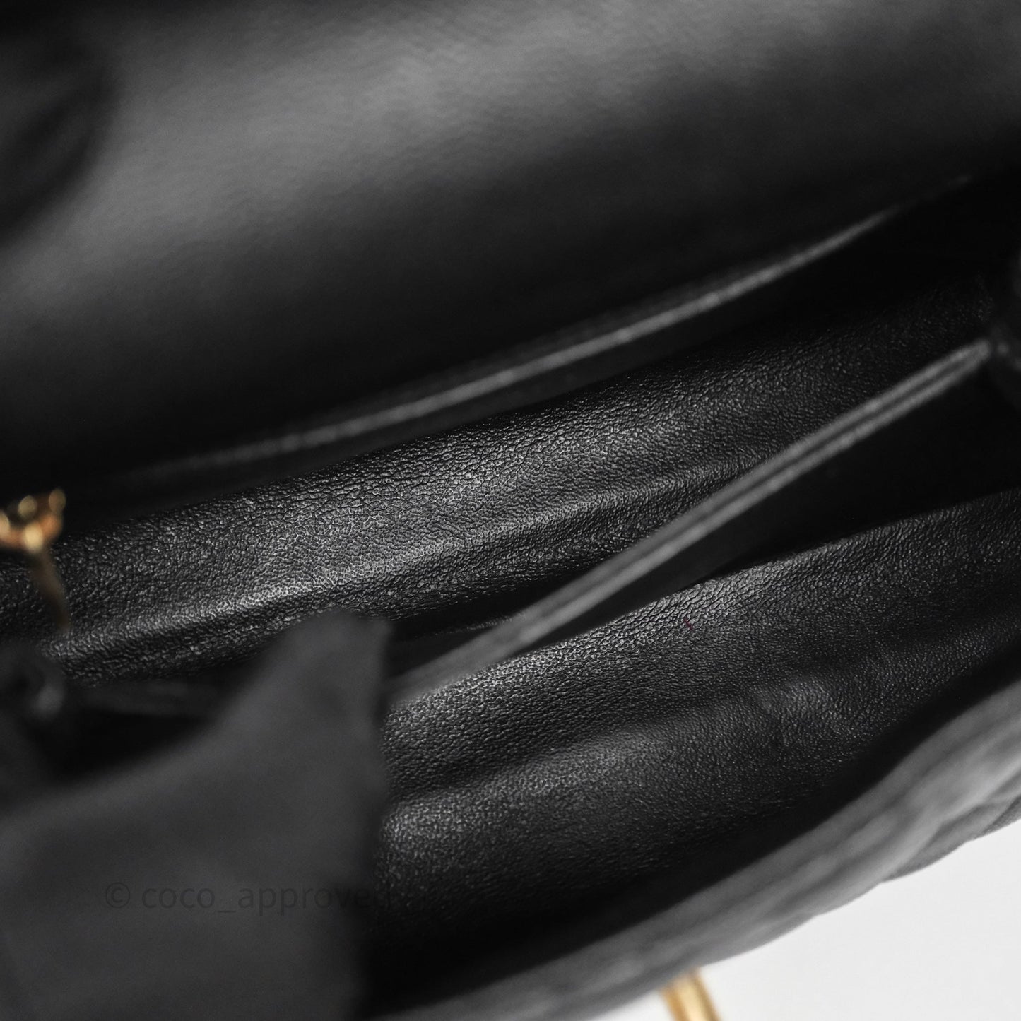 Chanel Small Coco Handle Quilted Black Caviar Aged Gold Hardware Lizard Handle