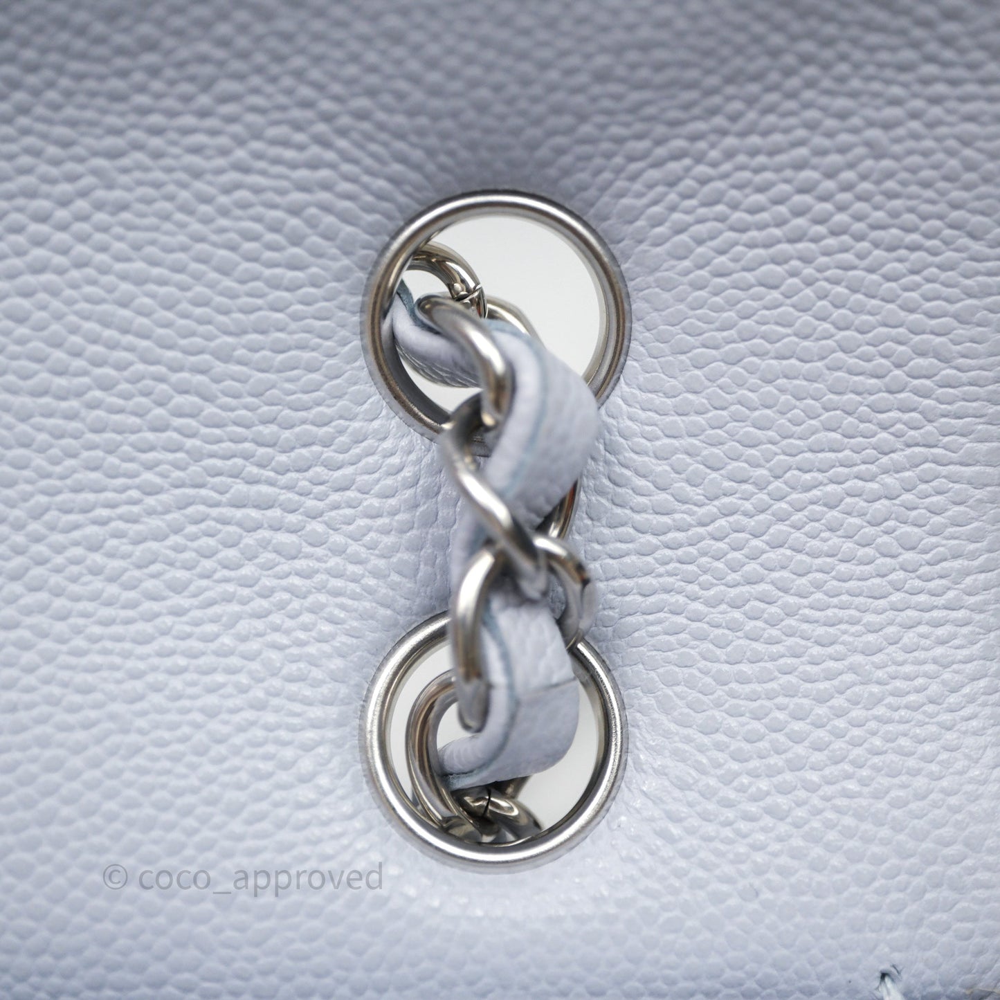 Chanel Classic M/L Medium Flap Light Blue Caviar Silver Hardware