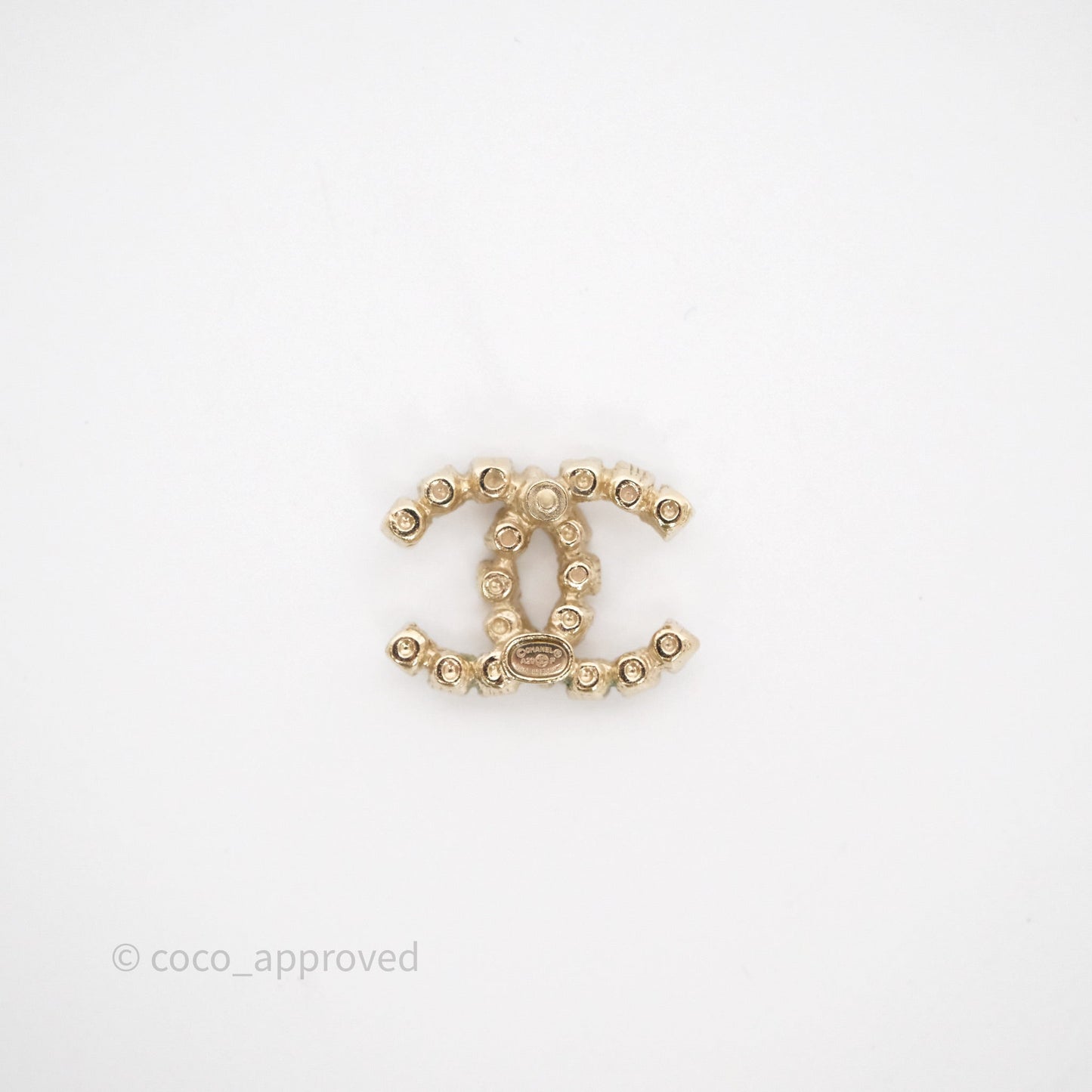 Chanel Crystal CC Earrings Gold Tone 20P