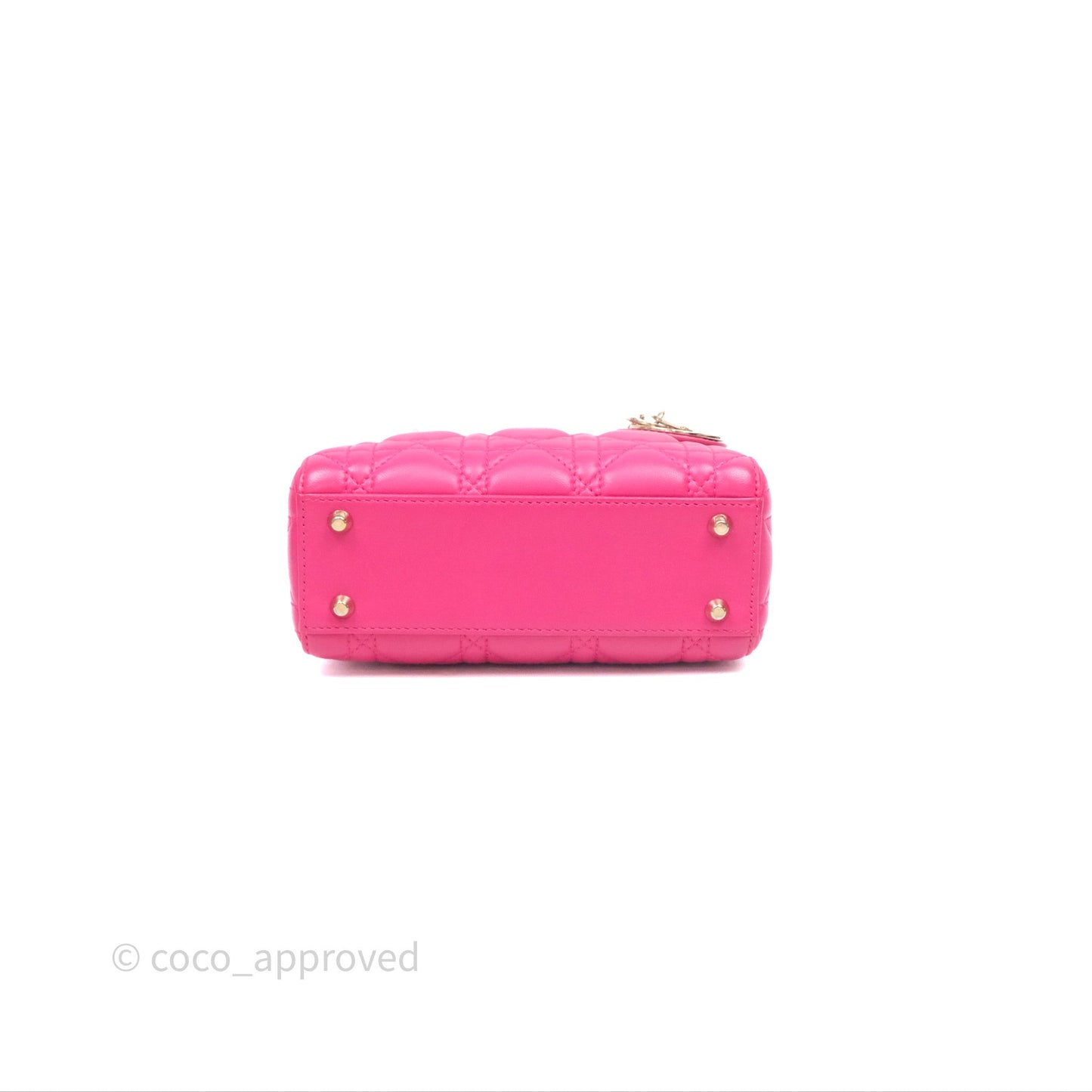 Christian Dior Mini Lady Dior Hot Pink Patent Gold Hardware