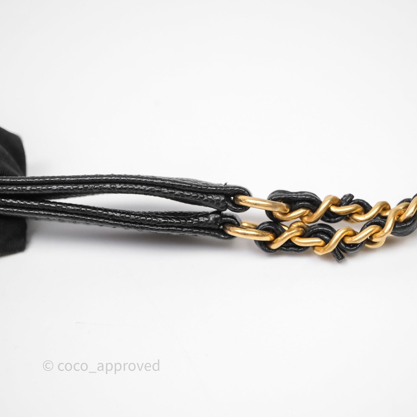 Chanel Small Coco Handle Quilted Black Caviar Aged Gold Hardware Lizard Handle
