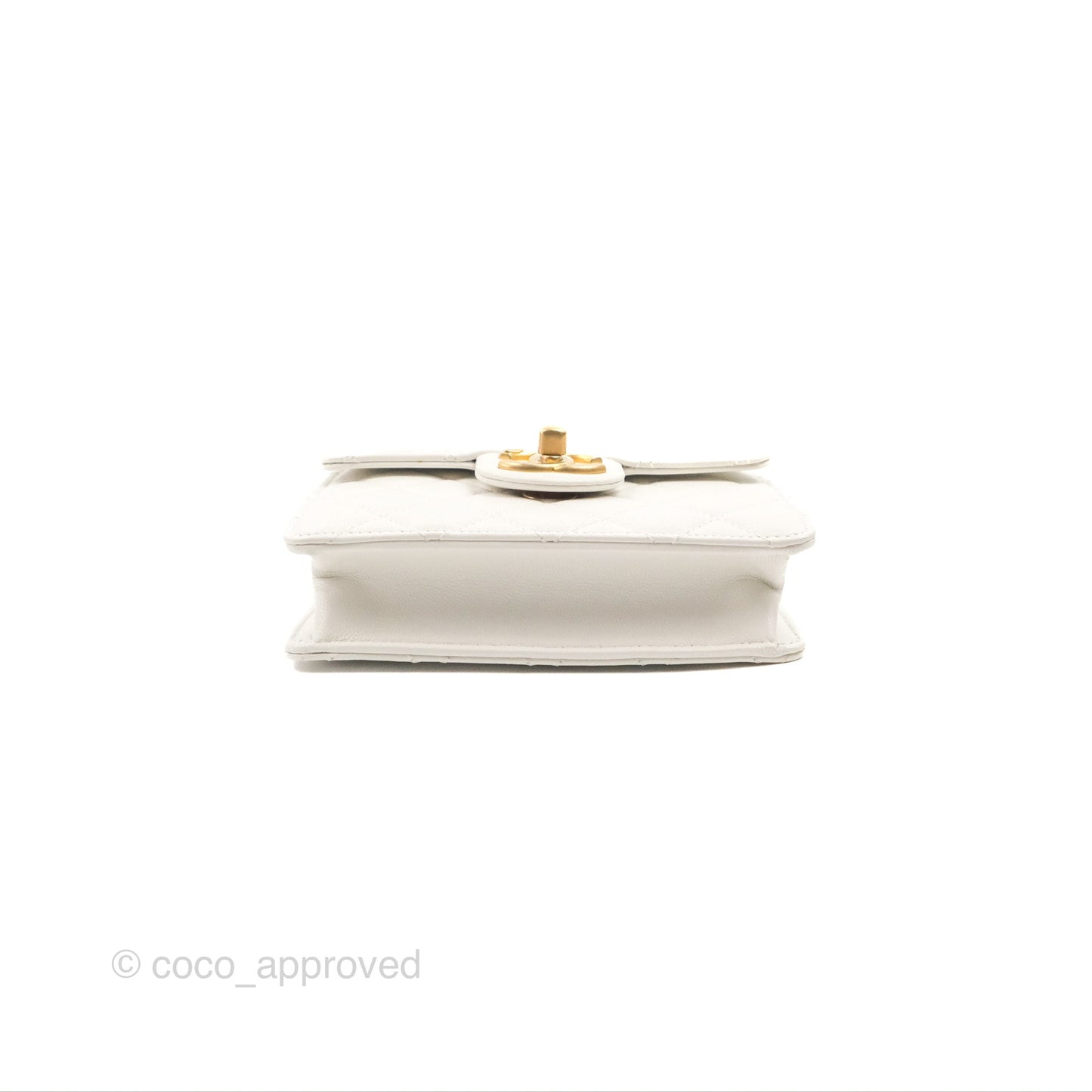 Chanel Quilted Chic Pearls Flap White Goatskin Aged Gold Hardware