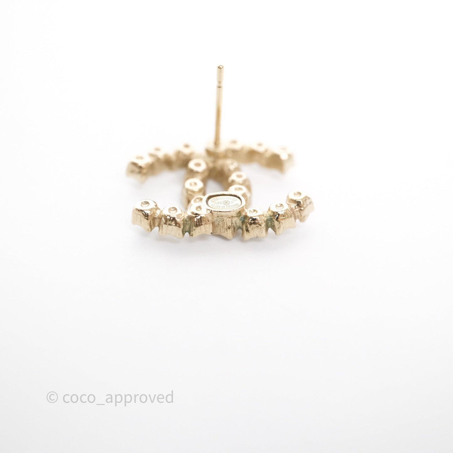 Chanel Crystal CC Earrings Gold Tone 20P