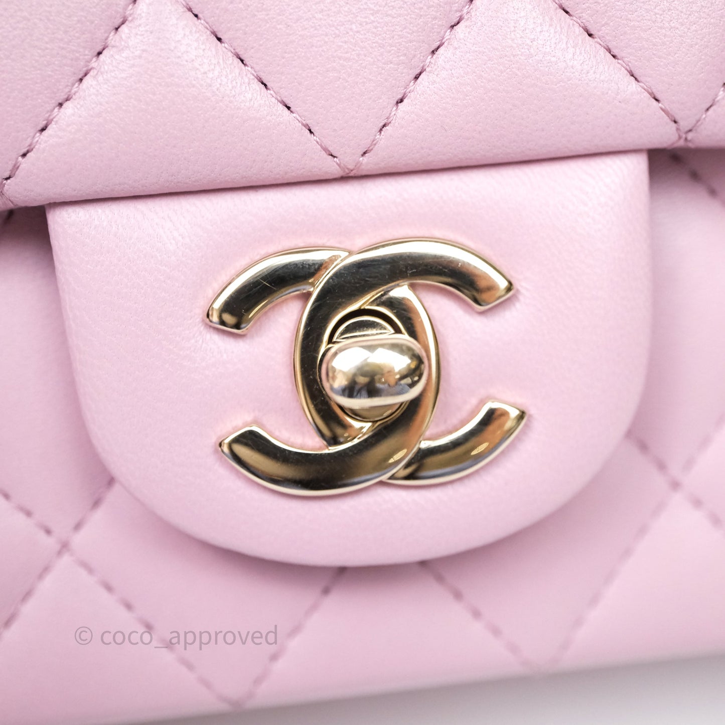 Chanel Top Handle Mini Rectangular Flap Lilac Pink Lambskin Gold Hardware
