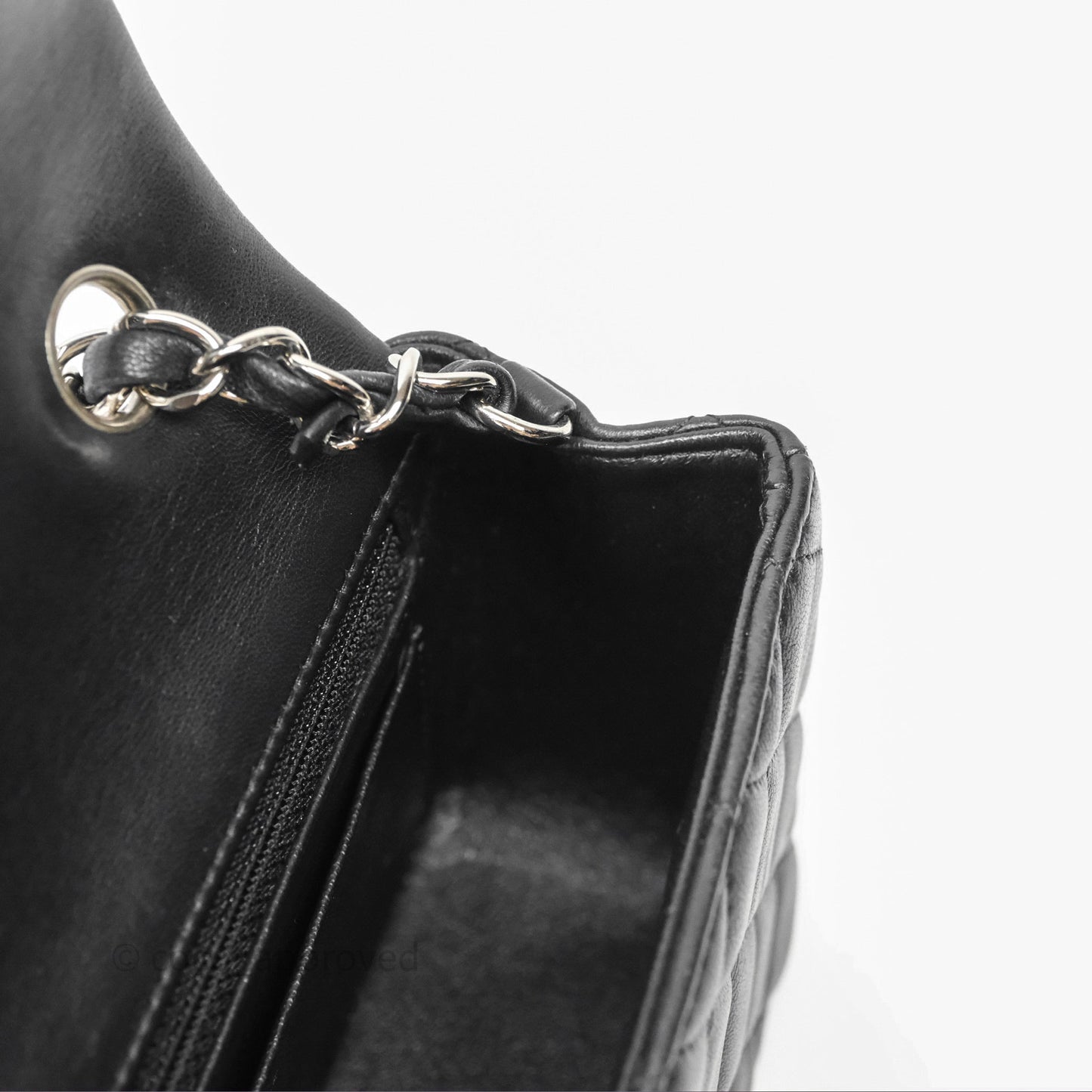 Chanel Quilted Mini Rectangular Flap Black Lambskin Silver Hardware