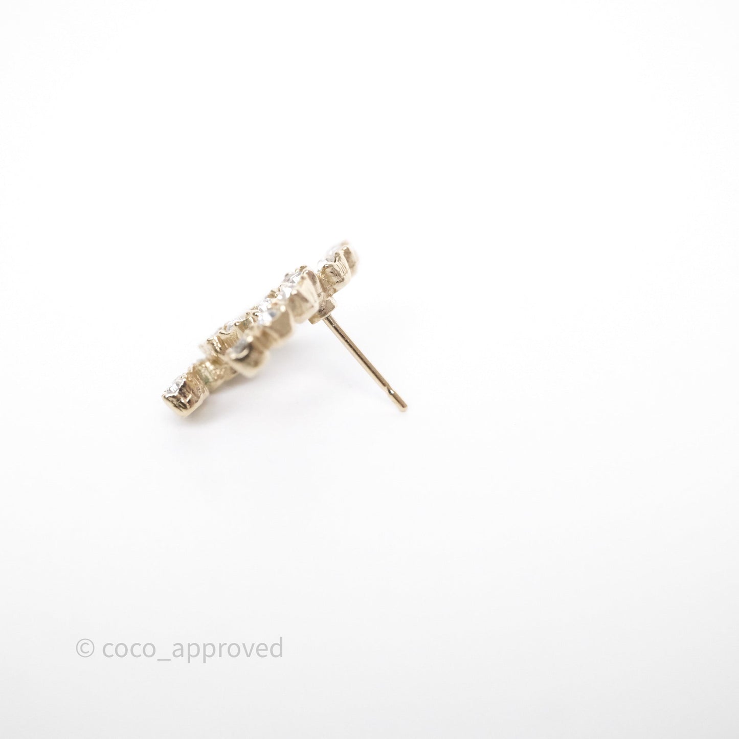 Chanel Crystal CC Earrings Gold Tone 20P