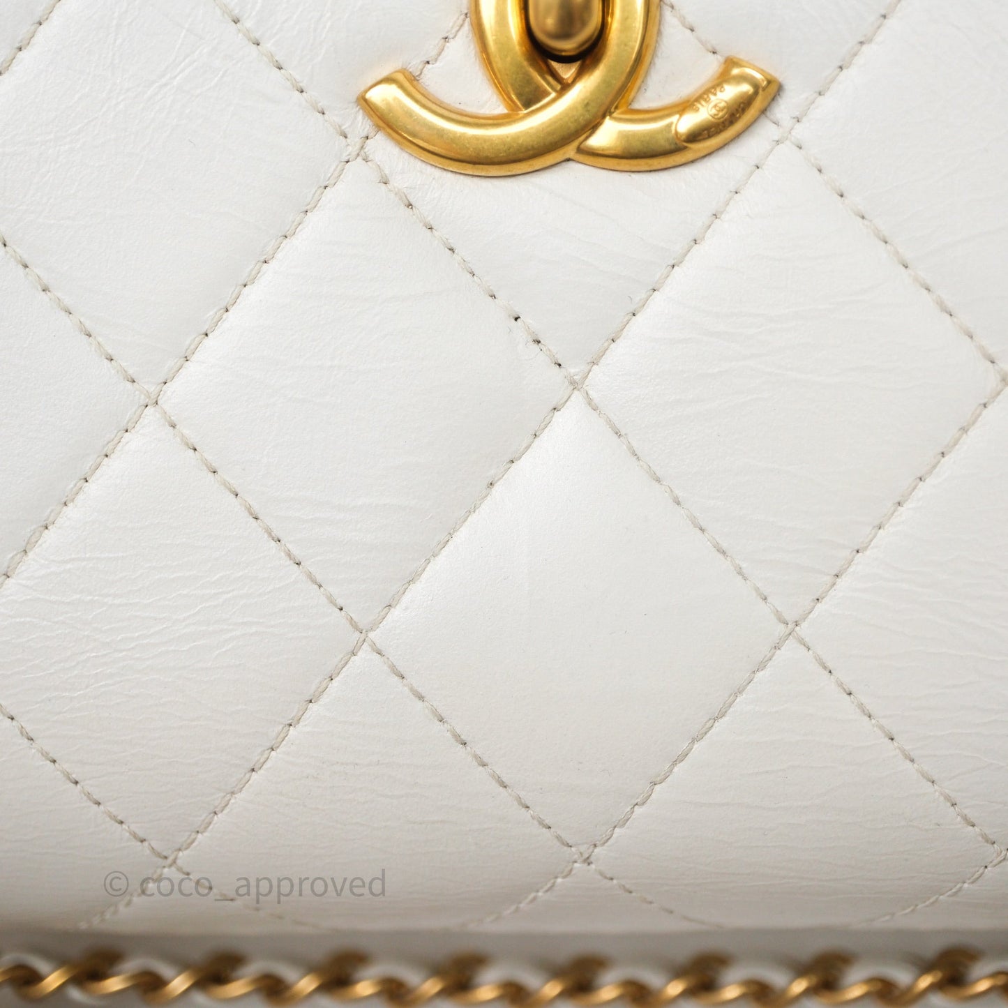 Chanel Quilted Perfect Fit Adjustable White Calfskin Gold Hardware