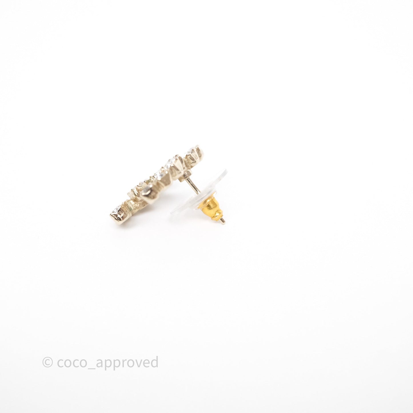 Chanel Crystal CC Earrings Gold Tone 20P