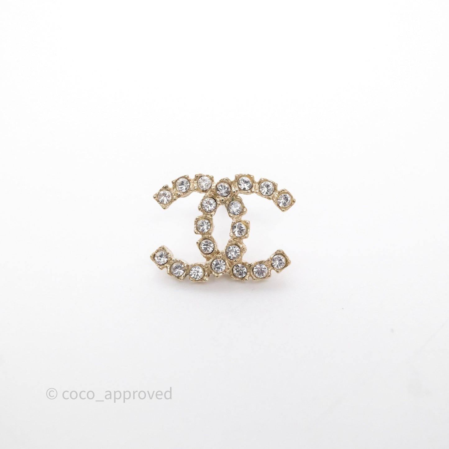 Chanel Crystal CC Earrings Gold Tone 20P