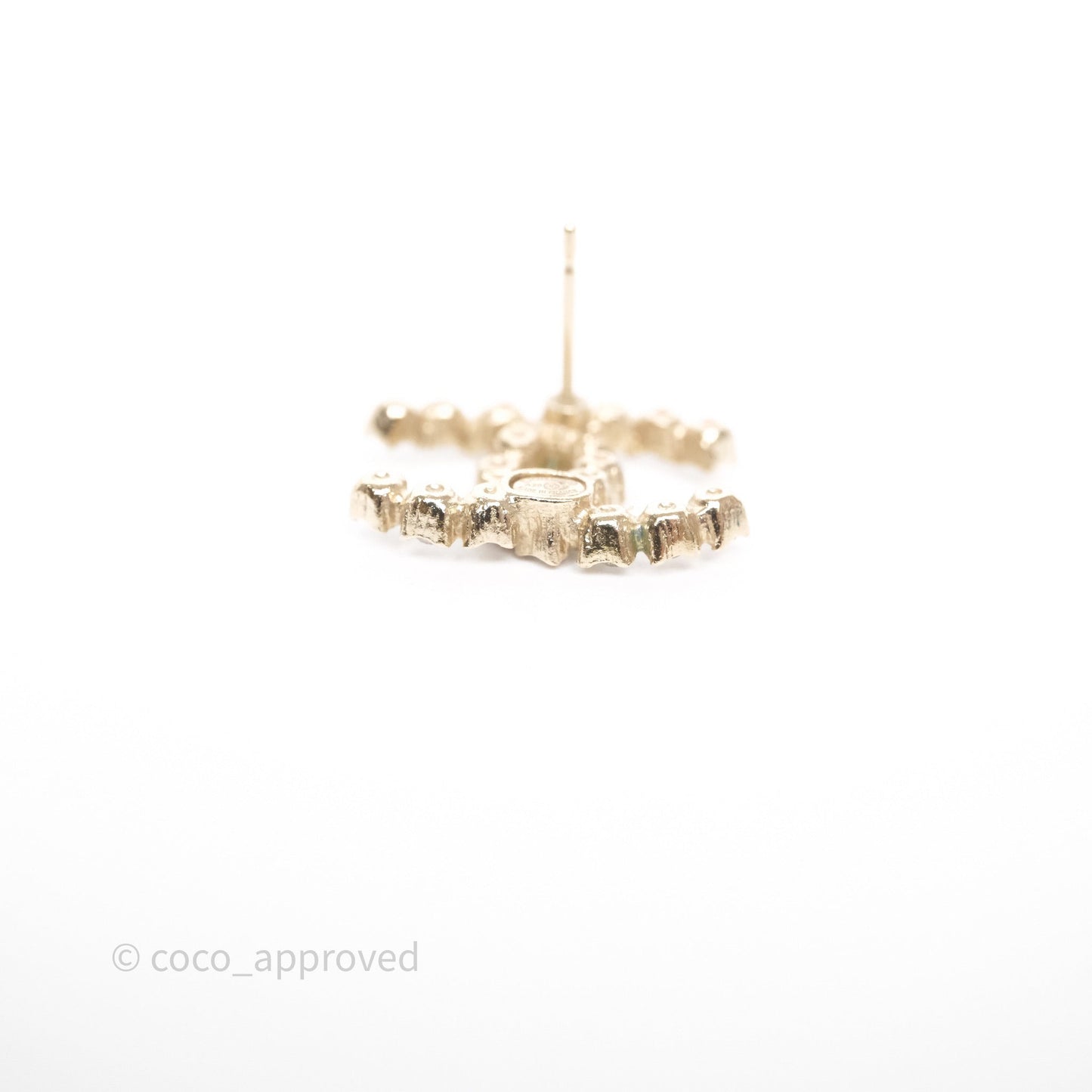 Chanel Crystal CC Earrings Gold Tone 20P