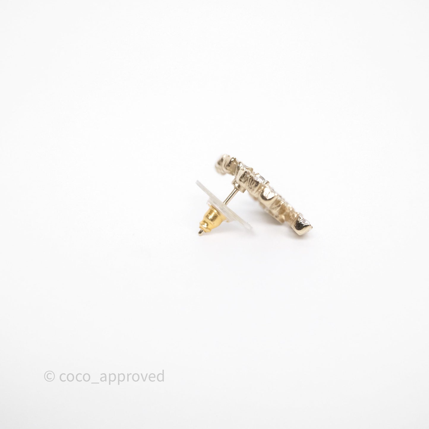 Chanel Crystal CC Earrings Gold Tone 20P