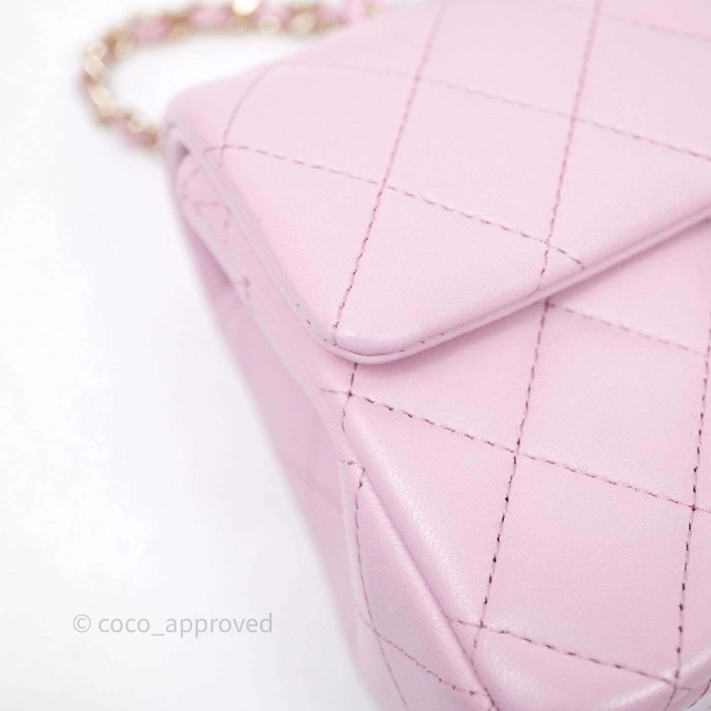 Chanel Top Handle Mini Rectangular Flap Lilac Pink Lambskin Gold Hardware